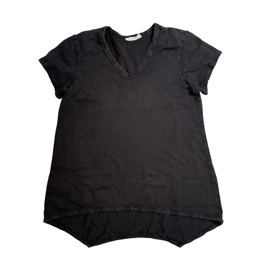 Wilt Shrunken Boyfriend Tee XS Black V-Neck Short Sleeve 100% Cotton 703515